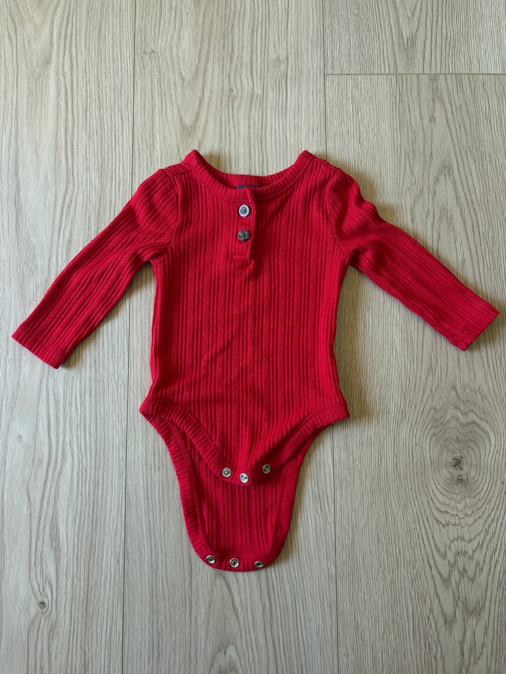 Old Navy Red Ribbed Long-Sleeve Baby One-Piece Bodysuit